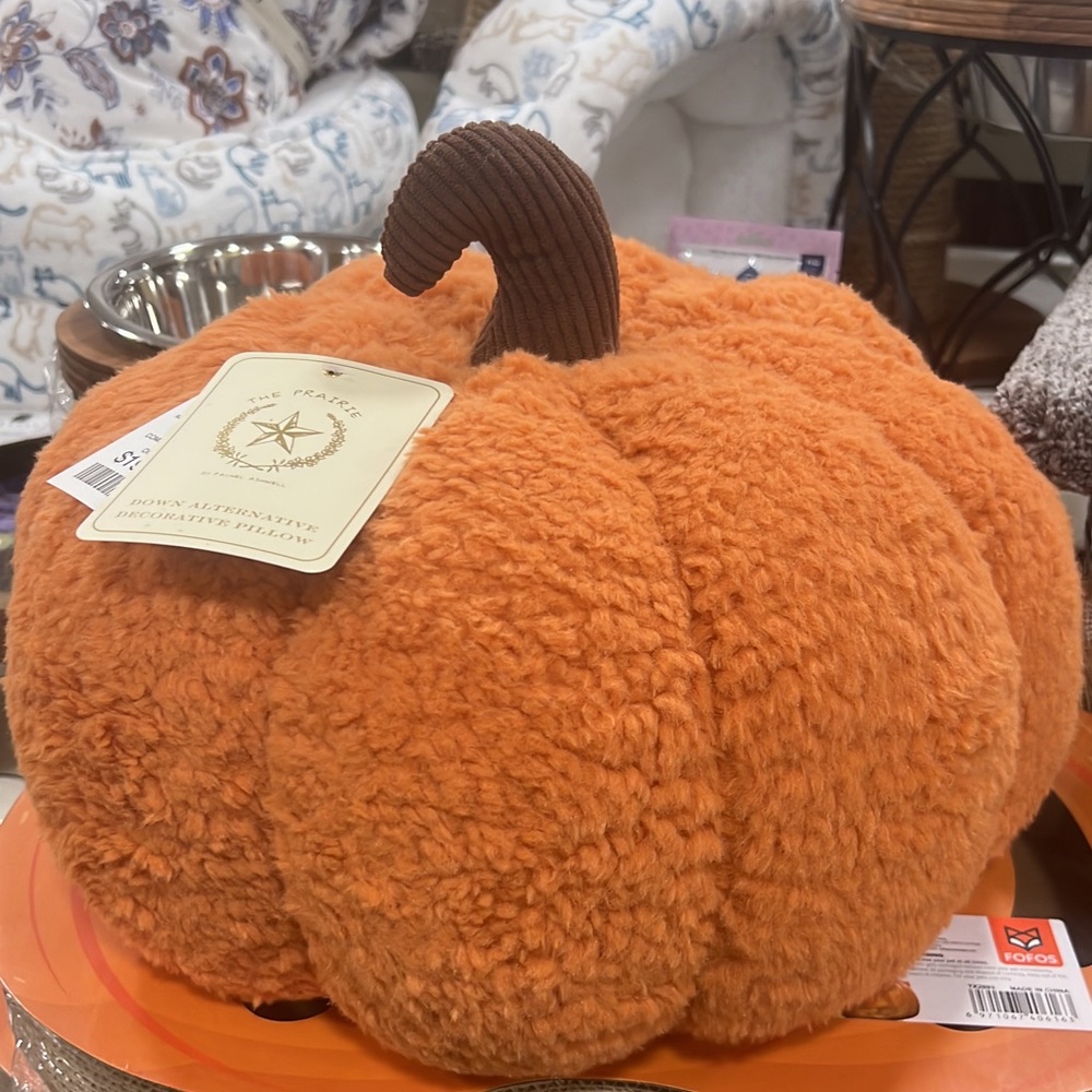 Halloween Large Sherpa Plush Pumpkin Pillow